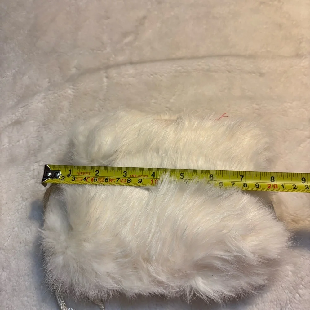 Vintage 40s SET Rabbit Fur Kids Hat and Handwarmer Muff Cream White Collectible